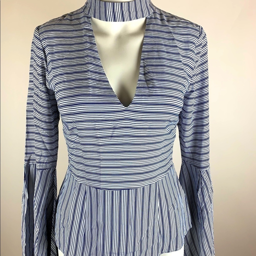 Venus Flare Sleeve Strip Blouse - 2